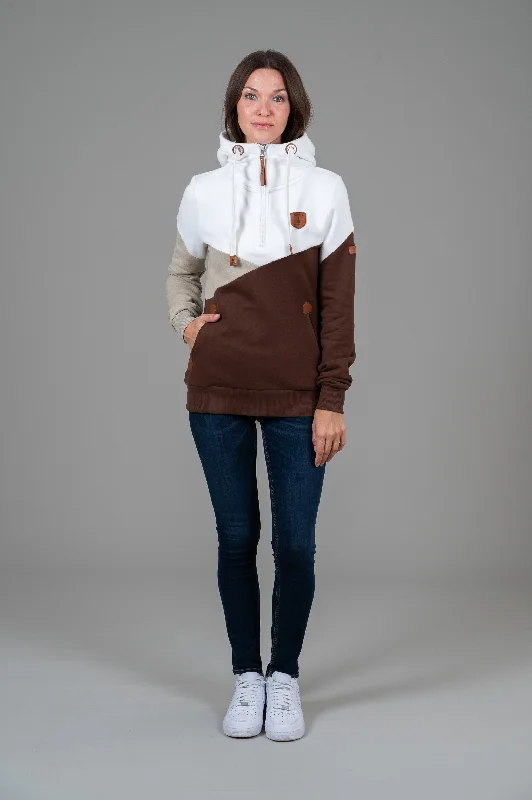 Women's Hoodies with Unique Hood Shape -Roxy Mahogany Mix Half-Zip Hoodie
