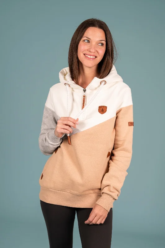 Women's Sweatproof Hoodies for Active Lifestyles -Roxy Sand Mix Half-Zip Hoodie