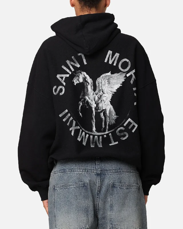 Women's Soft Hoodies with Relaxed Fit -Saint Morta Pegasus Premium Hoodie Black