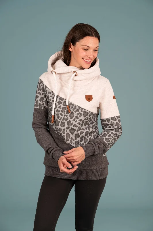 Women's Trendy Hoodies for Street Style Look -Selene Carbon Mix Color Block Hoodie