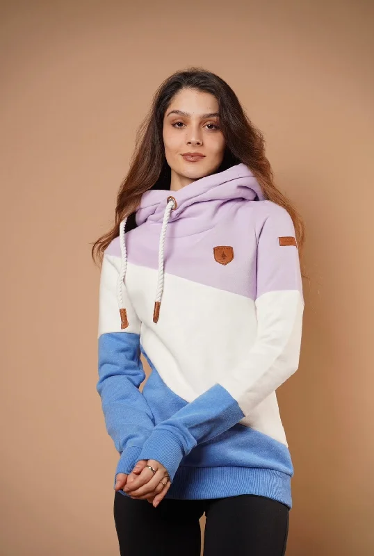 Women's Hoodies with Wool Blend for Warmth -Selene Lilac Mix Hoodie