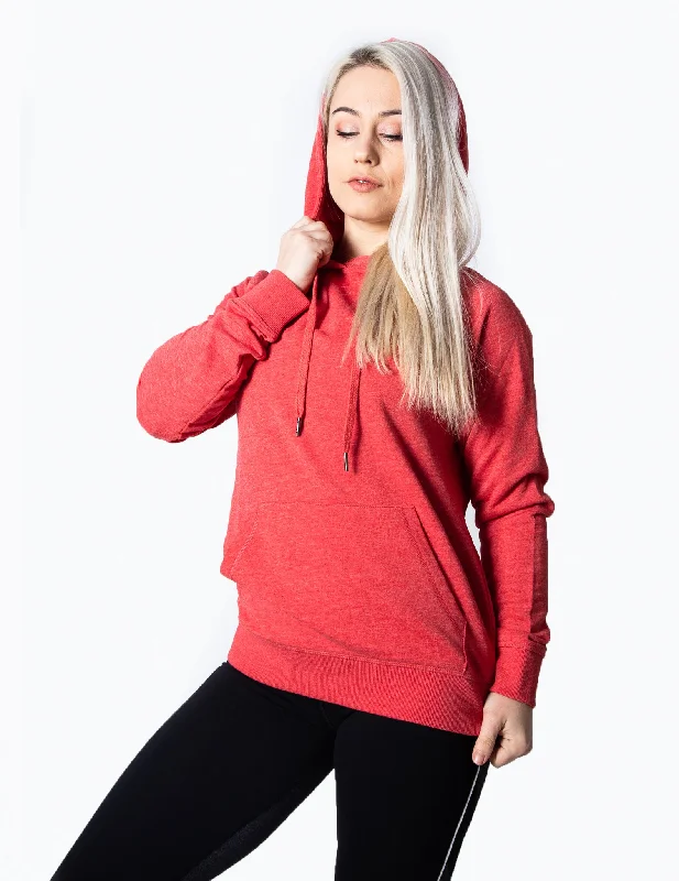 Women's Hoodies with Unique Texture -SIGNATURE PULLOVER HOODIE - RED MARL