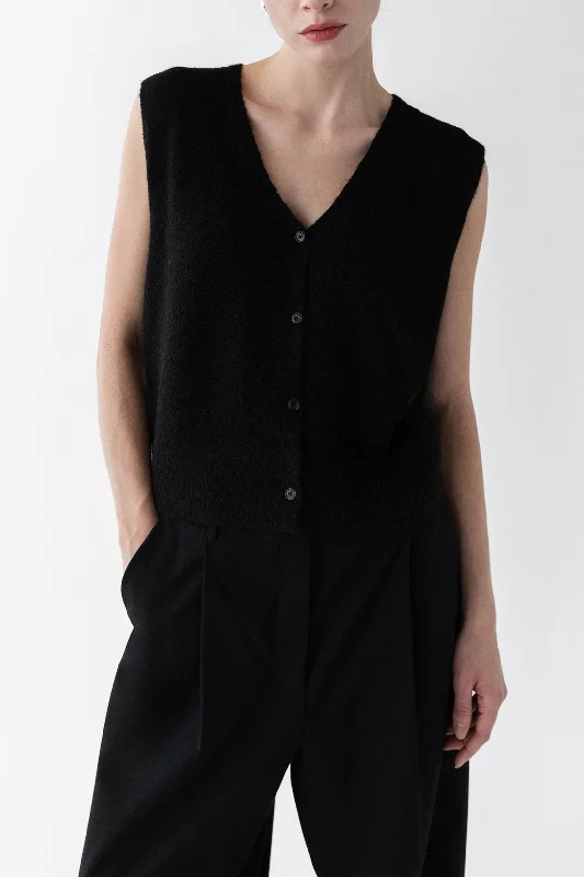 Women's Cashmere Vests Sweater-BUTTON FRONT SWEATER VEST