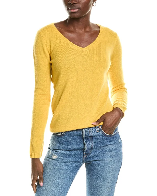 Women's Sweater for Casual Office Look-sofiacashmere Modern V-Neck Cashmere Sweater
