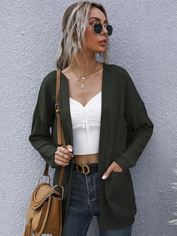 Women's Soft Wool Blend Cardigans Sweater-Solid Casual Long Women Cardigan Sweater