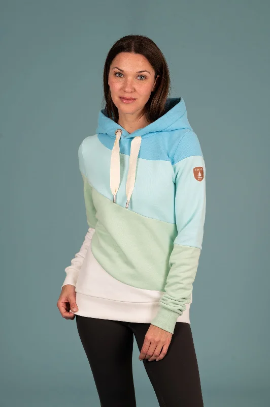 Women's Hoodies for Sports and Fitness -Solo Colorblock Hoodie Pool Mix