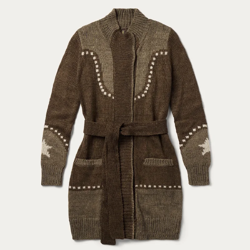 Women's T-shirt for Layering with Classic Design -Steer & Star Belted Cardigan