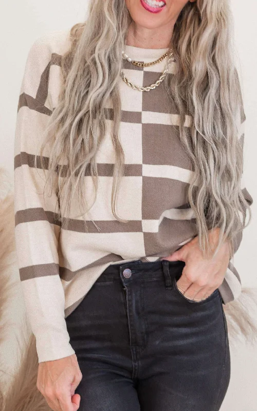 Women's Pullovers Sweater for Workwear-Striped Colorblock Crewneck Pullover Sweater