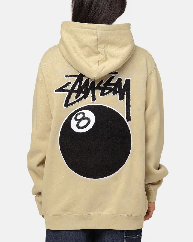 Women's Hoodies with Simple, Clean Designs -Stüssy 8 Ball Chenille Hoodie Khaki