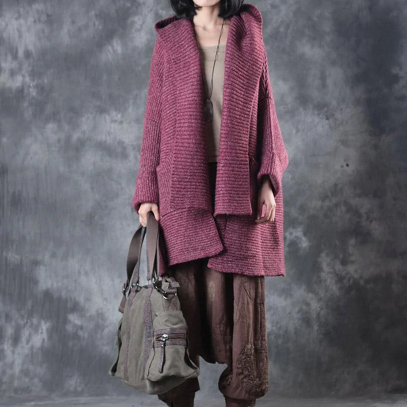 Women's Pullovers Sweater for Office Wear-stylish red knit tops oversized hooded pullover Elegant pockets winter sweater cardigans Women's Pullovers Sweater for Office Wear-stylish red knit tops oversized hooded pullover Elegant pockets winter sweater cardigans