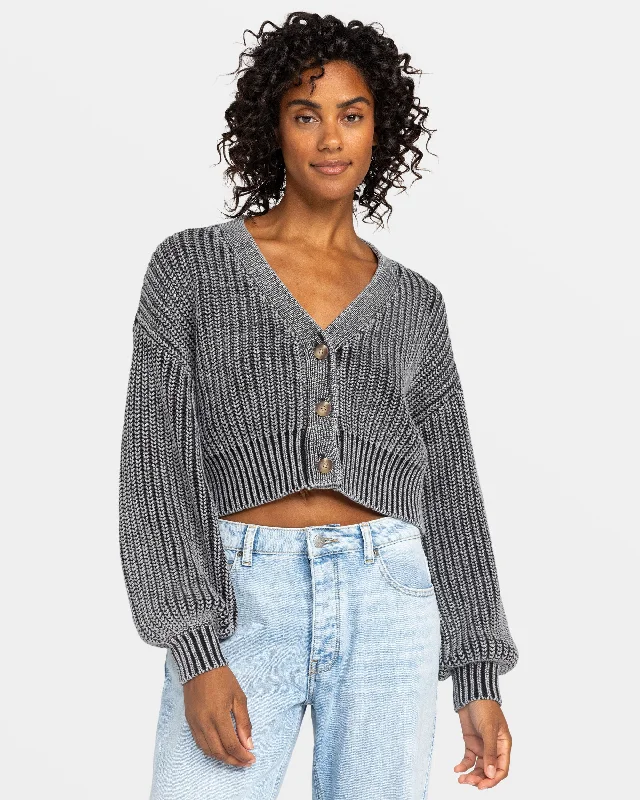 Women's Cardigans Sweater for Chic Weekend Look-Sundaze Washed Cardigan - Phantom