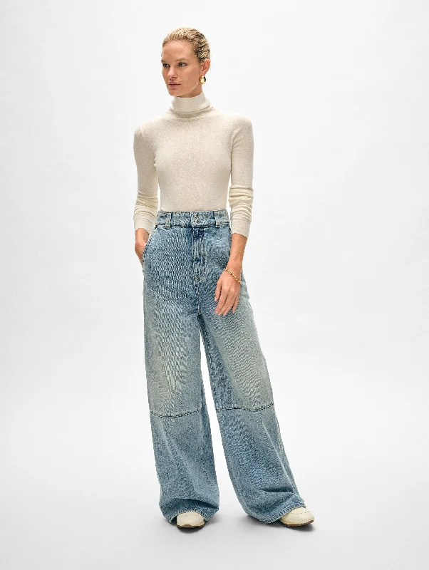 Women's Sweater for Soft Comfort-Superfine Merino Fitted Turtleneck