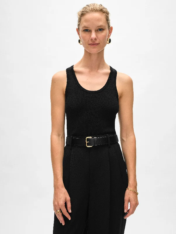 Women's Sweater for Everyday Elegance-Superfine Merino Ribbed Tank
