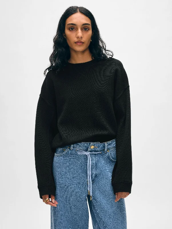 Women's Sweater with Sheer Detail-Superfine Organic Cotton Sweatshirt