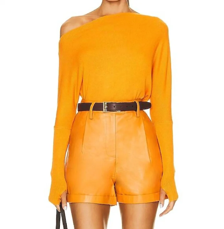 Women's Sweater with Light Weight Knit-Sweater Knit Slouch Top In Citrus