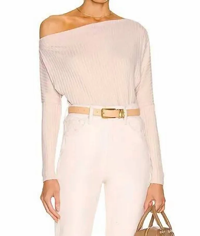 Women's Sweater for Cozy Comfort-Sweater Rib Slouch Top In Rose Tan