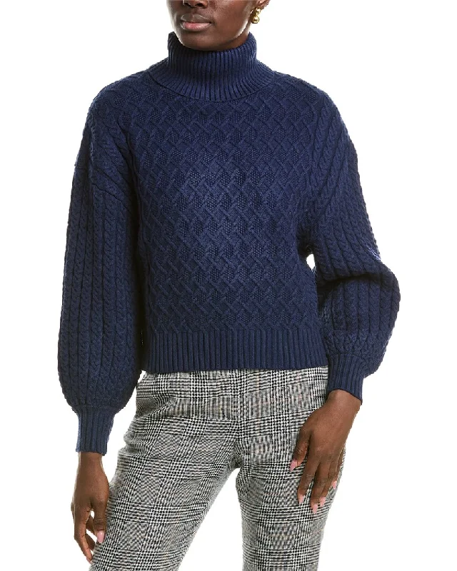 Women's Sweater for Sleek Look-T Tahari Balloon Sleeve Turtleneck Sweater