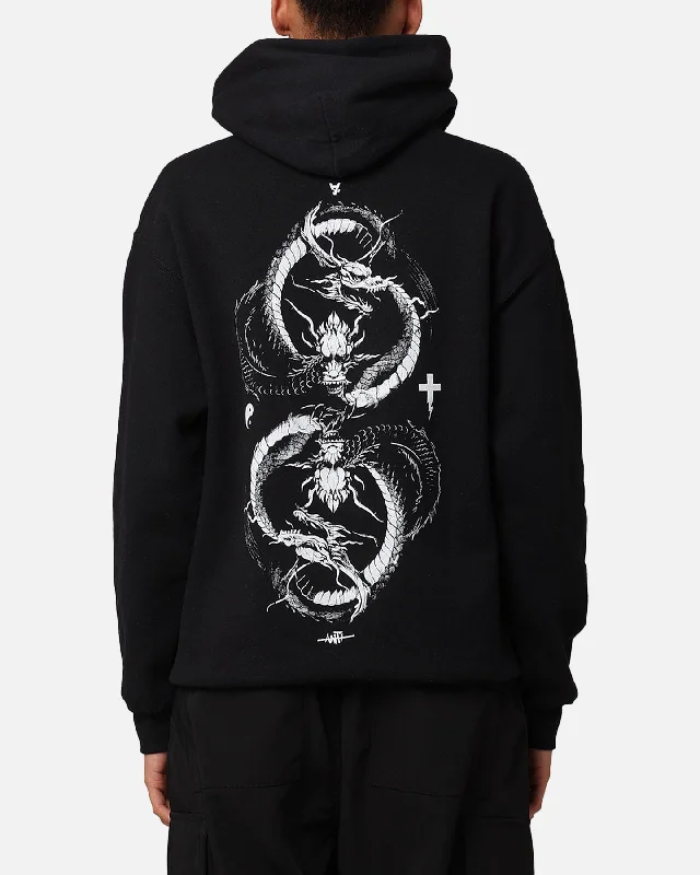 Women's Hoodies for Easy Everyday Wear -The Anti Order Double Dragon Hoodie Black/White