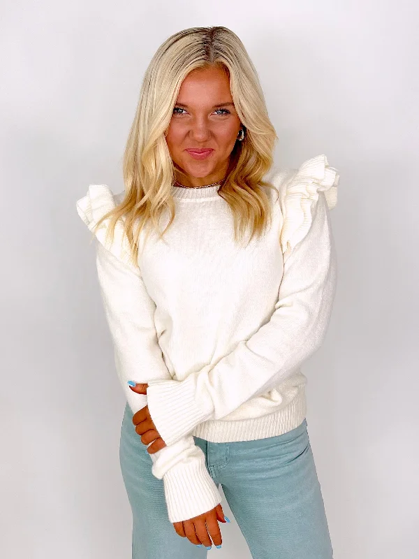 Knit Tops with Ruffle Details-The Juliette Sweater