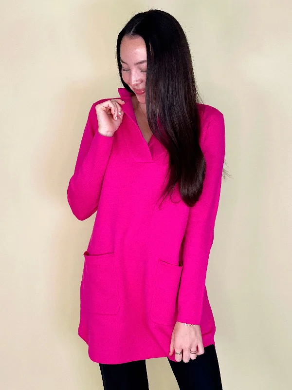 Women's Knit Sweater with Plaid Pattern -The Madison Sweater Tunic