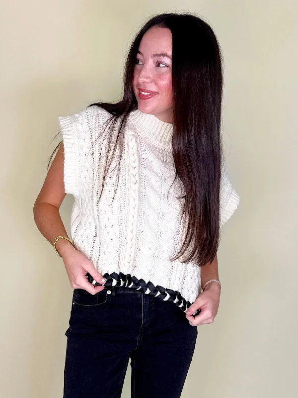 Women's Knit Sweater with Drawstring Waist -The Nicole Sweater
