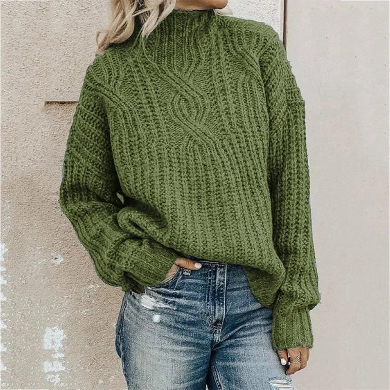 Women's Sweater with Oversized Fit-Twist Turtleneck Women Sweaters