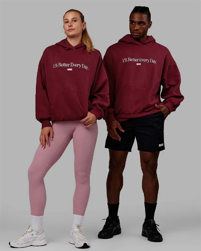 Women's Oversized Hoodies with a Trendy Twist -Unisex 1% Better Hoodie Oversize - Cranberry-White Women's Oversized Hoodies with a Trendy Twist -Unisex 1% Better Hoodie Oversize - Cranberry-White