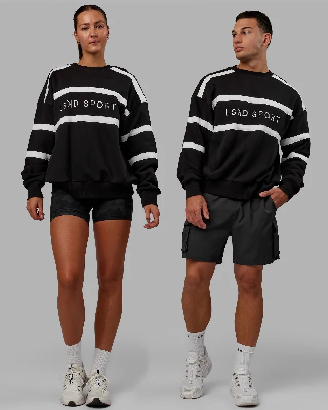 Women's Soft Knit Hoodies for Fall Comfort -Unisex Collateral Sweater Oversize - Black-White Women's Soft Knit Hoodies for Fall Comfort -Unisex Collateral Sweater Oversize - Black-White