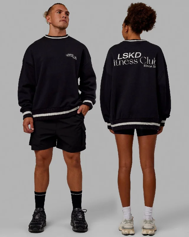 Women's Hoodies with Playful Patterns -Unisex Fitness Club Sweater Oversize - Black-Off White Women's Hoodies with Playful Patterns -Unisex Fitness Club Sweater Oversize - Black-Off White