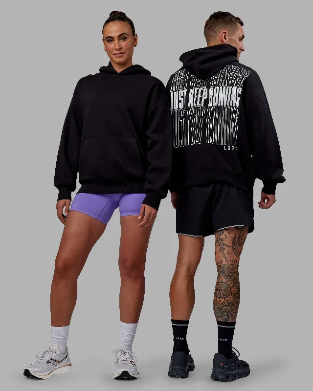 Comfortable Women's Hoodies for Lounge Wear -Unisex Keep on Running Hoodie Oversize - Black-White Comfortable Women's Hoodies for Lounge Wear -Unisex Keep on Running Hoodie Oversize - Black-White