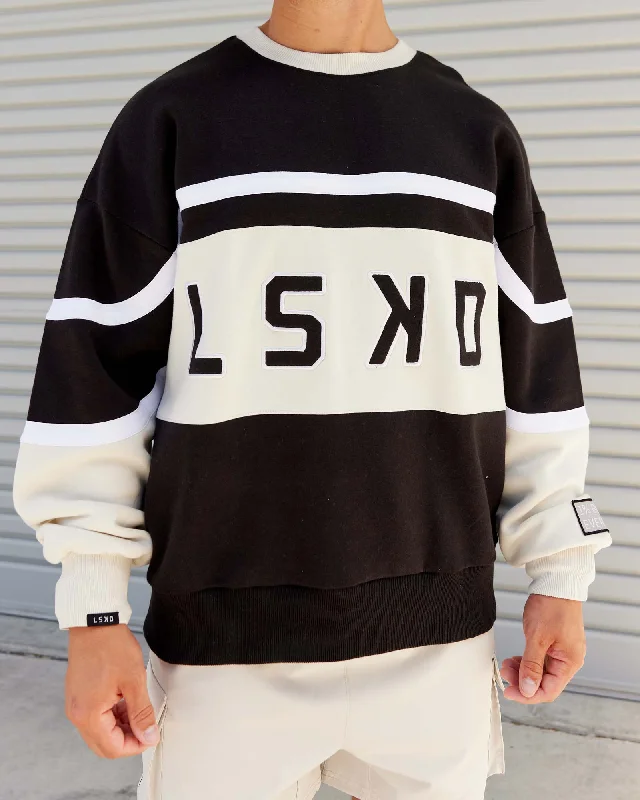 Women's Hoodies with Full-Length Zipper -Unisex PrimeTime Sweater Oversize - Black-Bone
