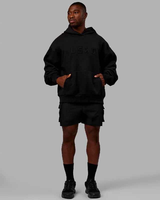 Women's Hoodies for Sports and Fitness -Unisex Stamped Hoodie Oversize - Black