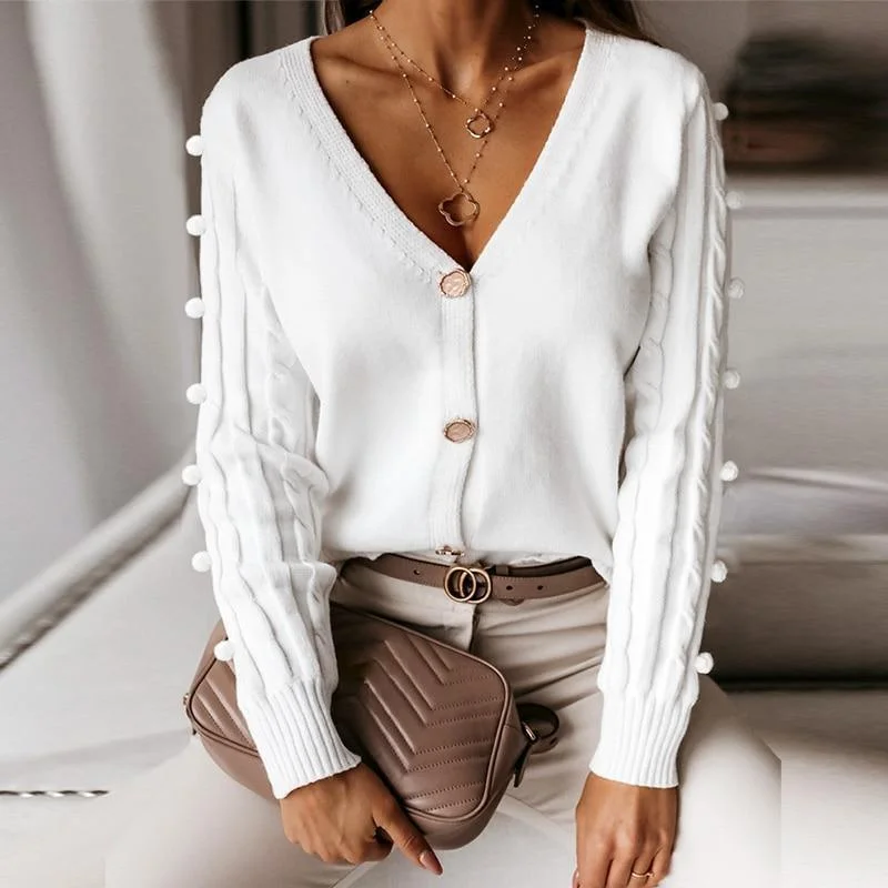 Women's Button-Up Cardigans Sweater-V-Neck Cardigan Sweater Top For Women