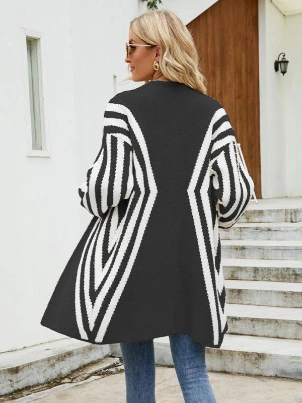 Women's Cardigans Sweater with Oversized Style-V-Neck Diamond Stripe Cardigan Sweater Women's Cardigans Sweater with Oversized Style-V-Neck Diamond Stripe Cardigan Sweater