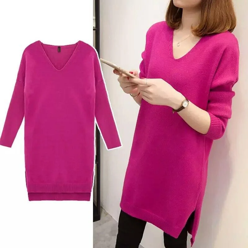 Women's Sweater for Layered Outfits-V-Neck Oversized Women Sweater