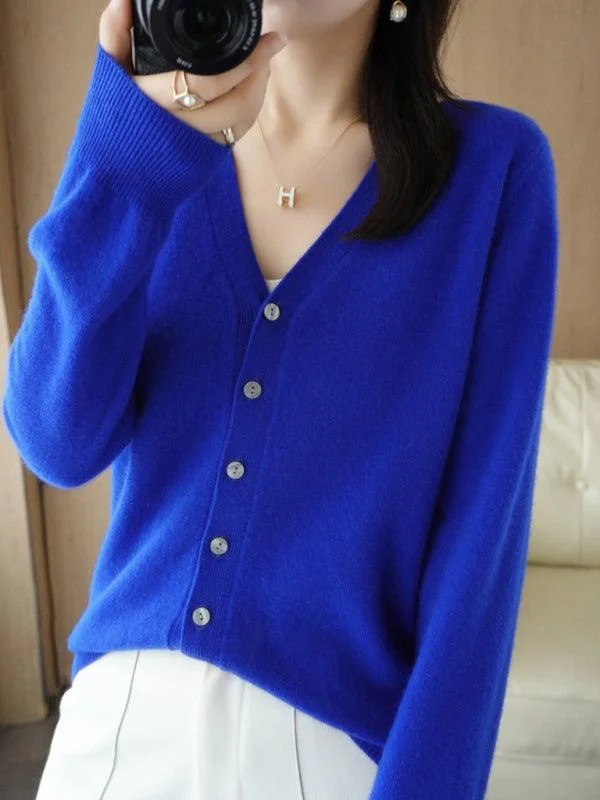 Women's Cardigans Sweater for Comfort and Style-V-neck Short Women Cardigan Sweater