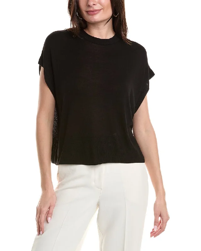 Women's Sweater with Woven Texture-Vince Camuto Dropped-Shoulder Top