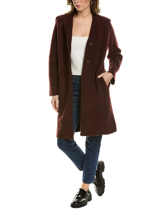 Women's Sweater with Seamless Design-Vince Ribbed Sailor Collar Wool & Alpaca-Blend Cardigan