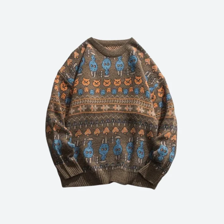 Women's Knit Sweater for Christmas -Vintage Animal Figures Knitted Sweater