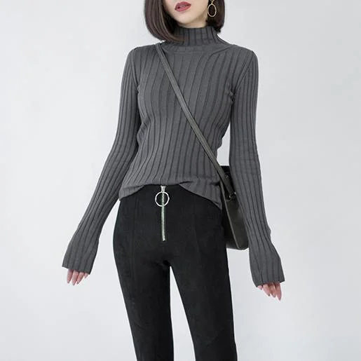 Women's Pullovers Sweater with Button Detail-vintage dark gray sweater trendy plus size high neck pullover top quality side open sweaters Women's Pullovers Sweater with Button Detail-vintage dark gray sweater trendy plus size high neck pullover top quality side open sweaters