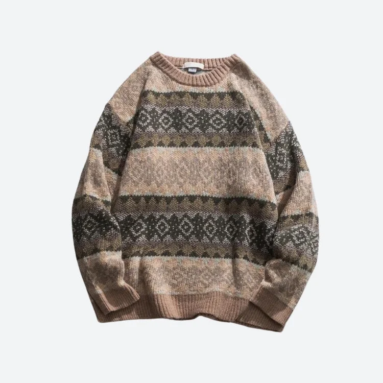 Women's Knit Sweater for Elegant Style -Vintage Jacquard Knitted Sweater