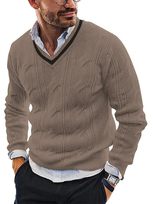 Women's Cotton Pullovers Sweater-V-Neck Slim Fit Men Pullover Sweater