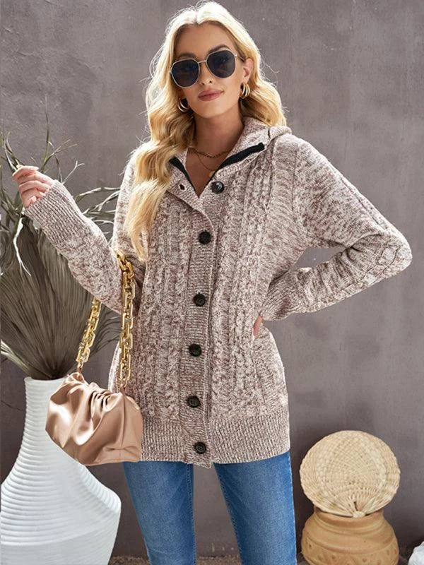 Women's Cardigans Sweater for a Cozy Vibe-Warm Casual Hooded Cardigan Sweater