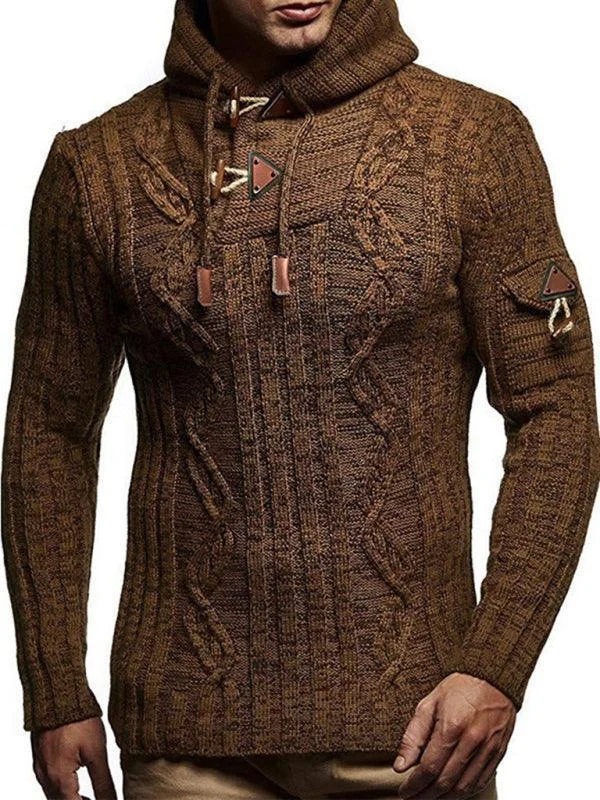 Women's Stylish Cashmere Knit Pullover Sweater-Warm Hooded Men Pullover Sweater