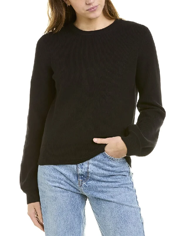 Women's Sweater for Weekend Chic-White + Warren Crewneck Silk-Blend Sweater