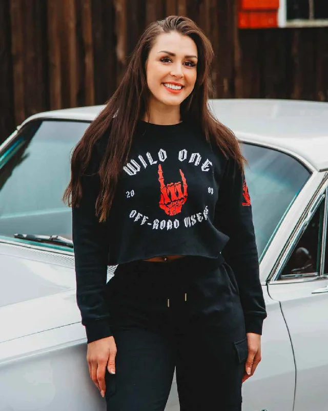 Women's Hoodies with Unique Color Combinations -Wild One Cropped Crew Sweatshirt