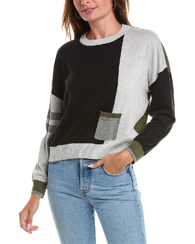 Women's Sweater with Contrast Collar-WISPR Valerie Varsity Silk-Blend Sweater