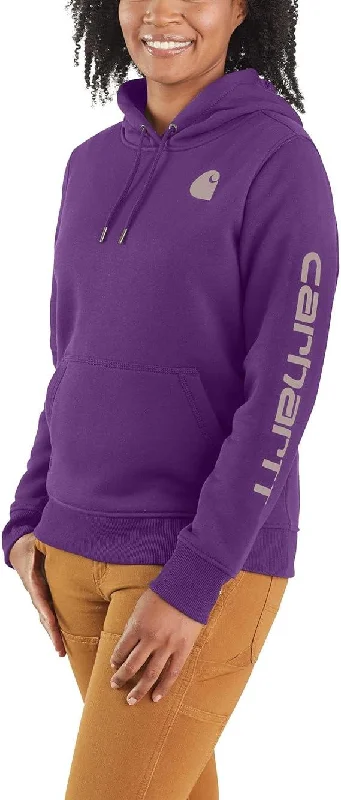 Women's Hoodies with Matching Bottoms for Outfit -Carhartt Women's Relaxed Fit Midweight Logo Sleeve Graphic Sweatshirt - Purple