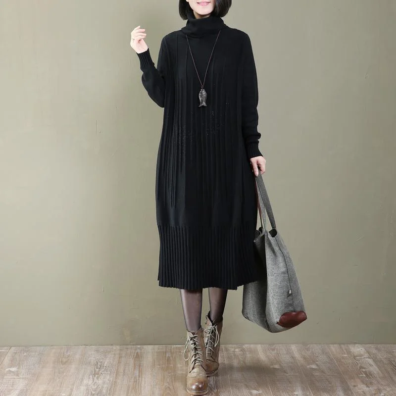 Women's Woolen Pullover Sweater with Zip Closure-women black long knit dress trendy plus size turtle neck spring dresses casual pullover sweater Women's Woolen Pullover Sweater with Zip Closure-women black long knit dress trendy plus size turtle neck spring dresses casual pullover sweater