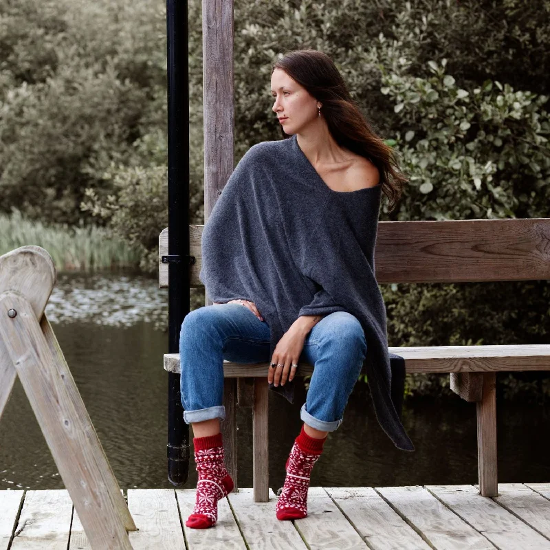 Women's Sweater with Easy Style-Women's Cashmere Poncho